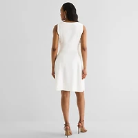 Black Label by Evan-Picone Womens Crew Neck Sleeveless Fit + Flare Dress
