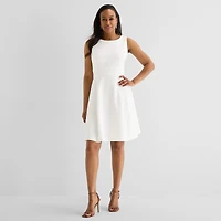 Black Label by Evan-Picone Womens Crew Neck Sleeveless Fit + Flare Dress