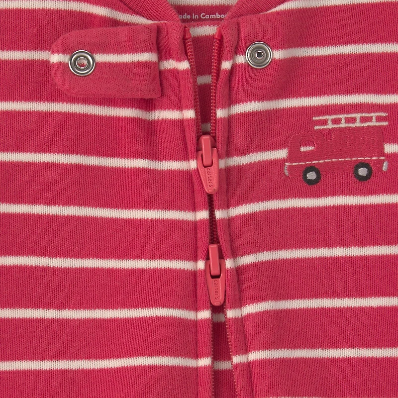 Carter's Firetruck Baby Boys Striped Sleep and Play