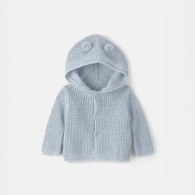Carter's Baby Boys Hooded Long Sleeve Button Rib Knit Cardigan