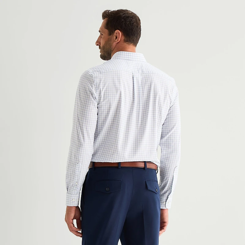 Stafford Cool Tech Mens Long Sleeve Regular Fit Stretch Fabric Wrinkle Free Button-Down Shirt