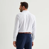 Stafford Cool Tech Mens Long Sleeve Regular Fit Stretch Fabric Wrinkle Free Button-Down Shirt