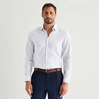 Stafford Cool Tech Mens Long Sleeve Regular Fit Stretch Fabric Wrinkle Free Button-Down Shirt