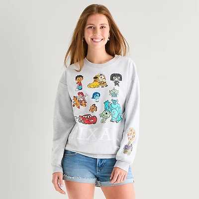 Pixar Womens Juniors Crew Neck Long Sleeve Sweatshirt