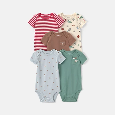 Carter's Baby Boys Crew Neck Short Sleeve Rib 5-pc. Bodysuit