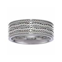 Mens Stainless Steel Ring with Sterling Silver Inlay