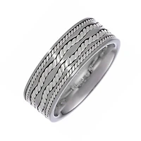 Mens Stainless Steel Ring with Sterling Silver Inlay