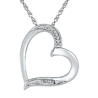 Womens Diamond Accent Natural White Diamond 10K Gold Heart 18 Inch Pendant Necklace