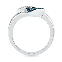 Womens Diamond Accent Natural Blue Sterling Silver Heart Cocktail Ring