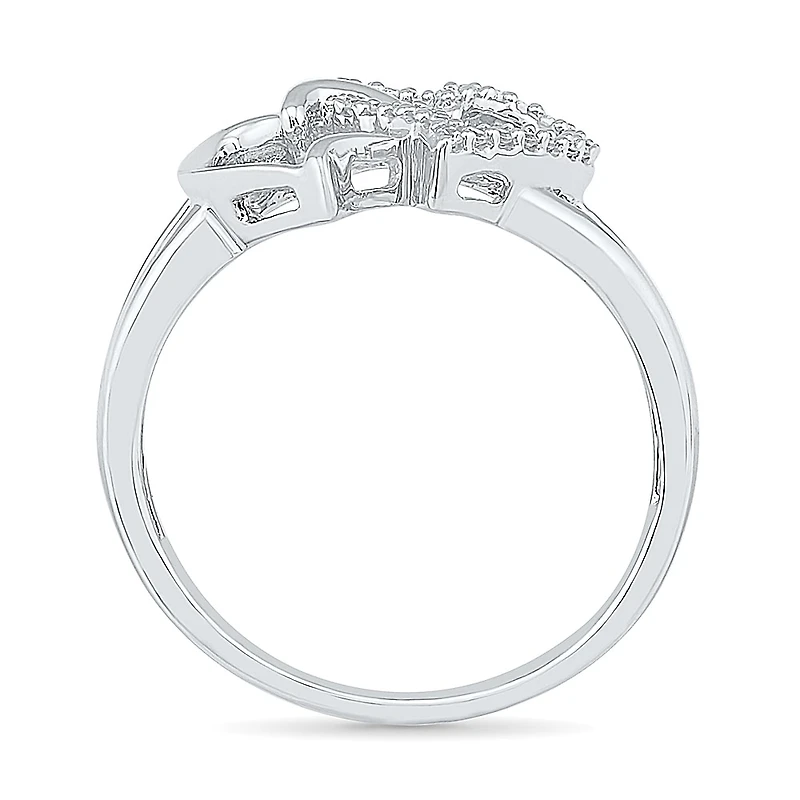 Womens 1/ CT. T.W. Natural White Diamond Sterling Silver Heart Cocktail Ring