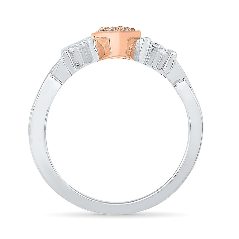 "Mom" Womens Diamond Accent Natural White 10K Gold Over Silver Cocktail Ring
