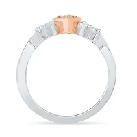"Mom" Womens Diamond Accent Natural White 10K Gold Over Silver Cocktail Ring