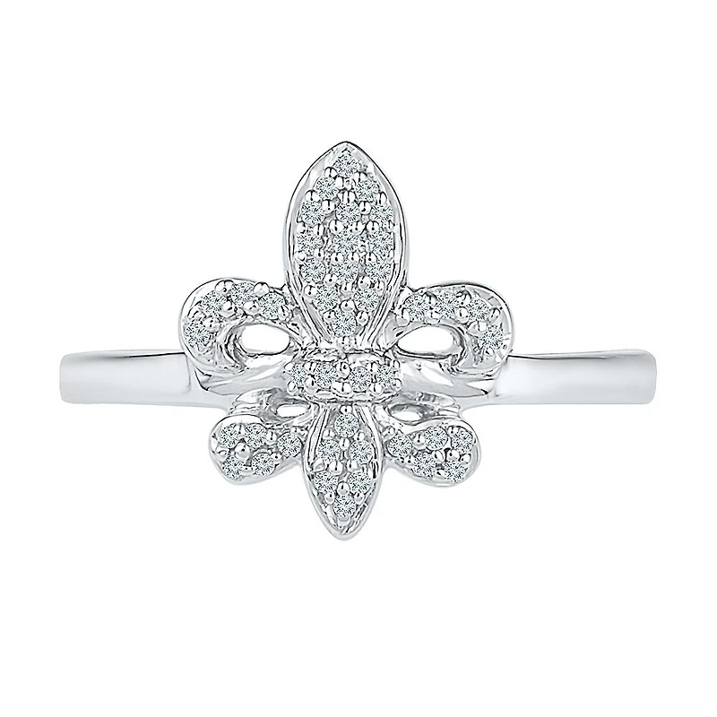 Womens 1/ CT. T.W. Natural Diamond Sterling Silver Cocktail Ring