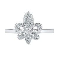 Womens 1/ CT. T.W. Natural Diamond Sterling Silver Cocktail Ring