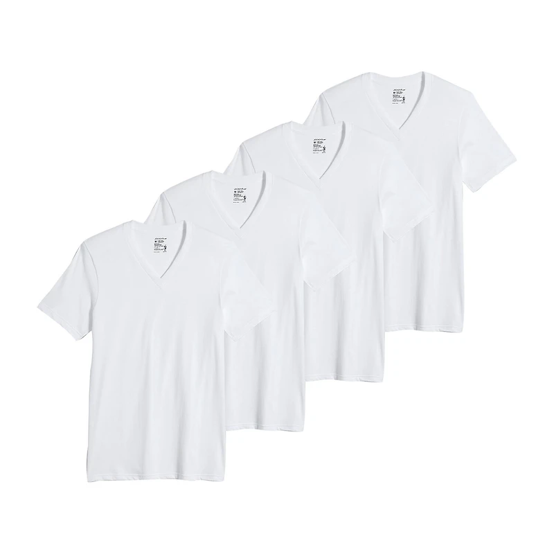 Jockey Classics Bonus Pack Mens 4 Short Sleeve V Neck Moisture Wicking T-Shirt