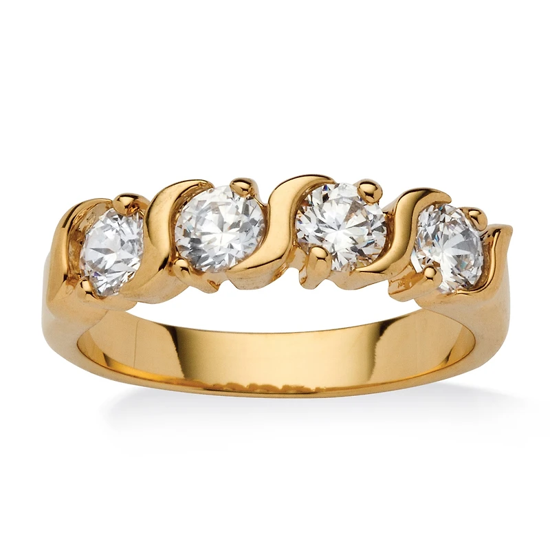 Womens 2.5MM 1 CT. T.W. Cubic Zirconia 18K Gold Over Brass Band