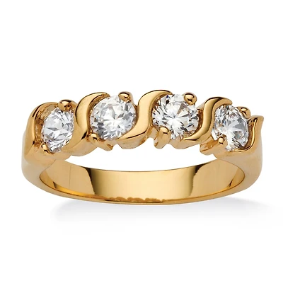 Womens 2.5MM 1 CT. T.W. Cubic Zirconia 18K Gold Over Brass Band