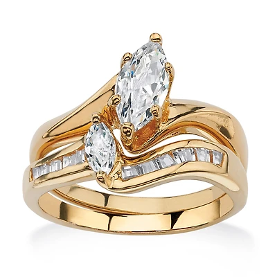 Womens 1 3/8 CT. T.W. Cubic Zirconia 18K Gold Over Brass Bridal Set