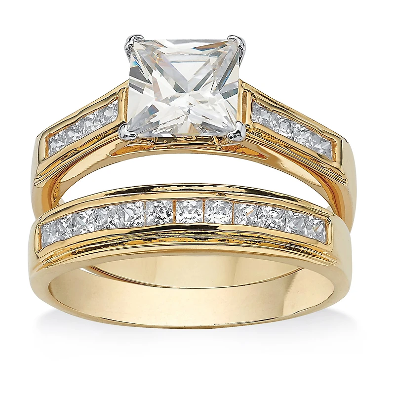 Womens CT. T.W. Cubic Zirconia 14K Gold Over Brass Bridal Set
