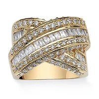 Womens 3 3/4 CT. T.W. Cubic Zirconia 14K Gold Over Brass Cocktail Ring