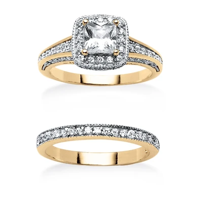 Womens 1/3 CT. T.W. Cubic Zirconia 18K Gold Over Brass Bridal Set