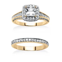 Womens 1/3 CT. T.W. Cubic Zirconia 18K Gold Over Brass Bridal Set
