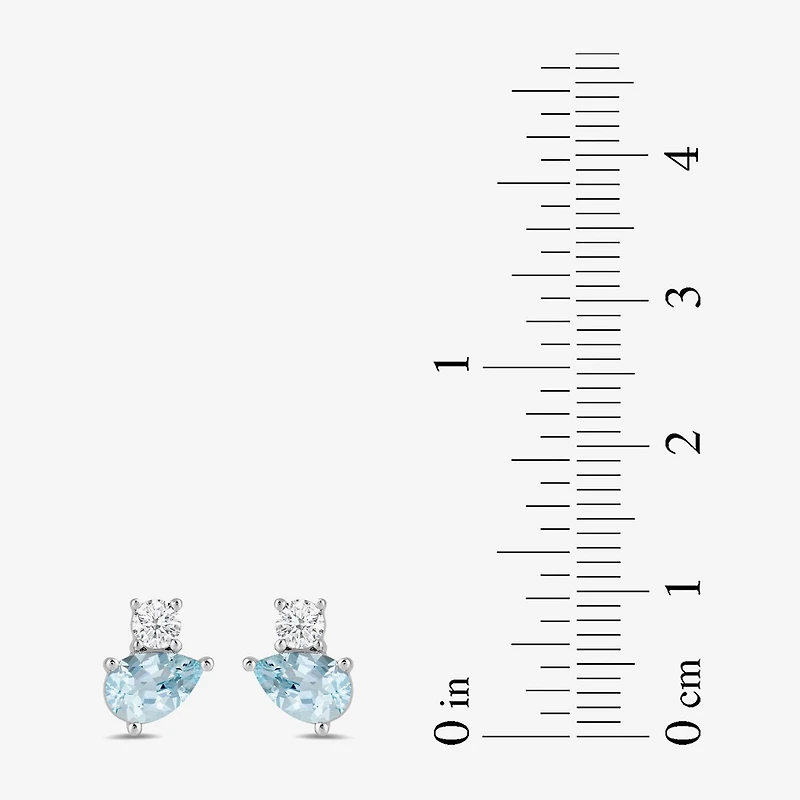 Toi Et Moi Genuine Gemstone & 1/5 CT. T.W. Lab Grown Diamond 10K White Gold 8.1mm Pear Stud Earrings