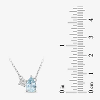 Toi Et Moi Womens Genuine Gemstone &  1/10 CT. T.W. Lab Grown Diamond 10K White Gold Pear Pendant Necklace