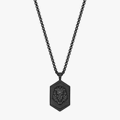 Lion Mens Stainless Steel Dog Tag 24 Inch Pendant Necklace