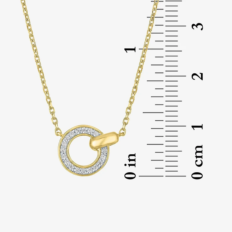 Diamond Addiction (G-H / I1-I2) Womens 1/10 CT. T.W. Lab Grown White Diamond 14K Gold Over Silver Circle 16 Inch Pendant Necklace