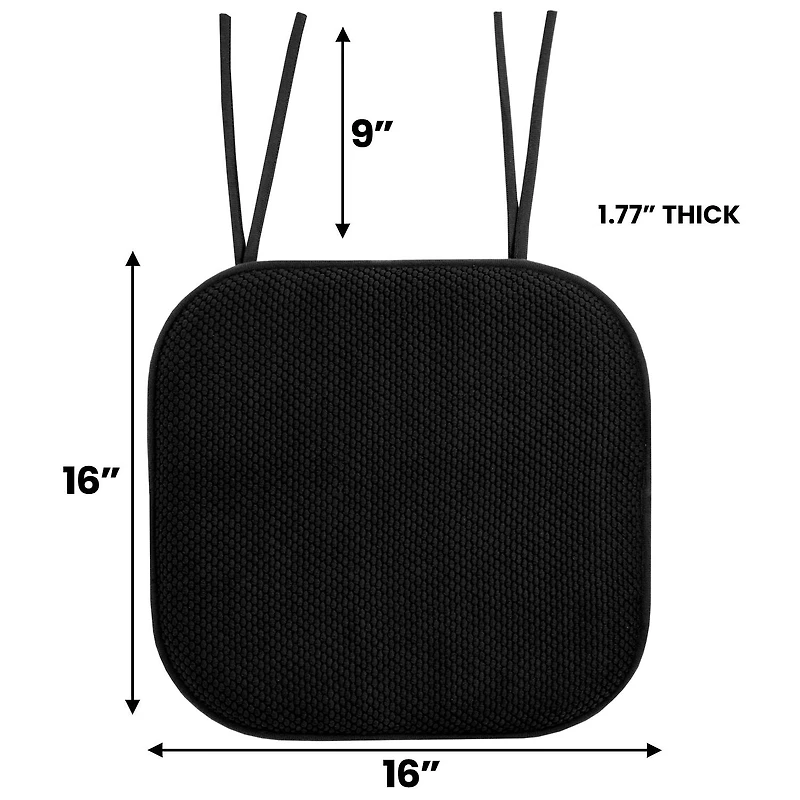 Sweet Home Collection™ Honeycomb Memory Foam Non-Slip 16" x Chair Cushion Pad with Ties