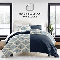 Casual Comfort Pattern Reversible Contemporary Lightweight 3 Pc. Quilt Set