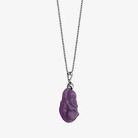 Buddha Womens Genuine Purple Jade Sterling Silver 18 Inch Pendant Necklace