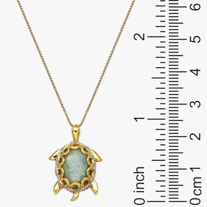 Jade Turtle Pendant Necklace 14K/Sterling Silver