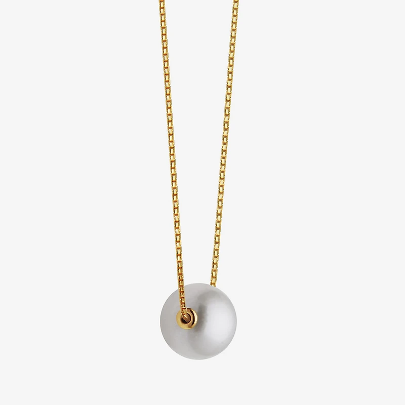 Womens White Cultured Freshwater Pearl 18K Gold Over Silver 18 Inch Pendant Necklace