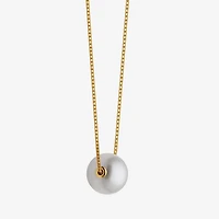 Womens White Cultured Freshwater Pearl 18K Gold Over Silver 18 Inch Pendant Necklace