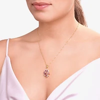 14K Gold over Silver Lab-Created Gemstone Flower Pendant Necklace