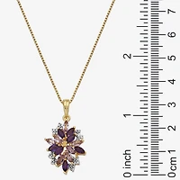 14K Gold over Silver Lab-Created Gemstone Flower Pendant Necklace