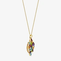 Womens Genuine Multi Color 18K Gold Over Silver 18 Inch Pendant Necklace