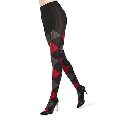 MeMoi Womens Textured Argyle Sweater 1 Pair Plus Tights