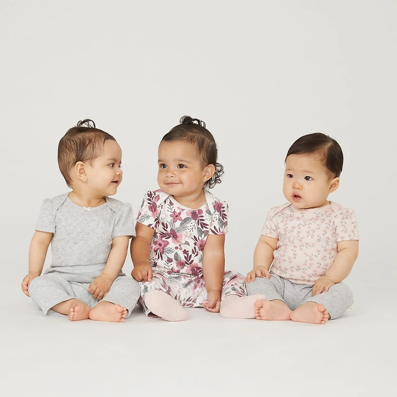 Huggies Baby Girls Crew Neck Short Sleeve 3-pc. Bodysuit