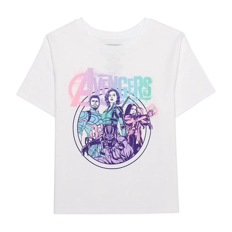 Little & Big Kid Girls Crew Neck Short Sleeve Regular Fit Avengers Graphic T-Shirt