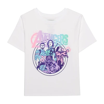 Little & Big Kid Girls Crew Neck Short Sleeve Regular Fit Avengers Graphic T-Shirt