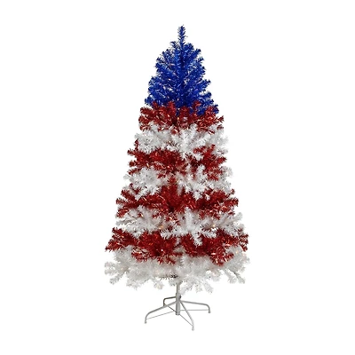 Northlight 6ft Pre-Lit Tinsel - Clear Lights 6 Foot Pre-Lit Christmas Tree
