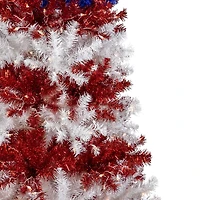 Northlight 6ft Pre-Lit Tinsel - Clear Lights 6 Foot Pre-Lit Christmas Tree