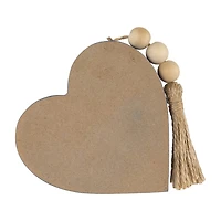 Northlight 3.75in Set Of 3 Hearts With Beaded Tassels Wooden 3-pc. Tabletop Decor