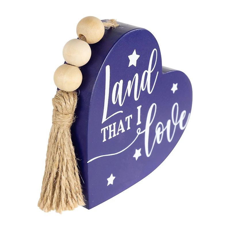 Northlight 3.75in Set Of 3 Hearts With Beaded Tassels Wooden 3-pc. Tabletop Decor