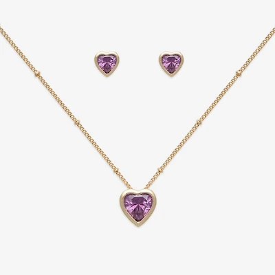 Mixit Womens Cubic Zirconia Heart Hypoallergenic 3-pc. Jewelry Set