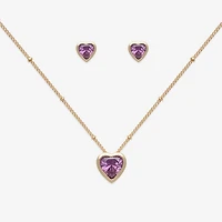Mixit Womens Purple Cubic Zirconia Heart Hypoallergenic 3-pc. Jewelry Set