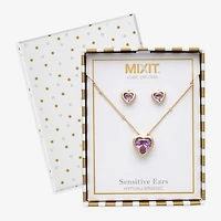 Mixit Womens Purple Cubic Zirconia Heart Hypoallergenic 3-pc. Jewelry Set